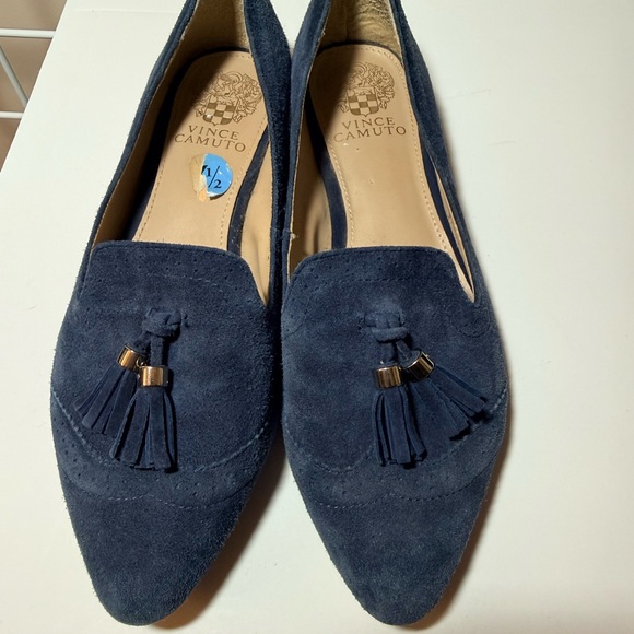 Vince Camuto Shoes - Vince Camuto Dark Blue Suede Tassel Loafers